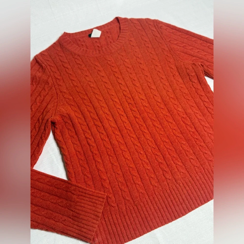 J. Crew Womens Always Cotton Cable-Knit Crewneck Sweater Large